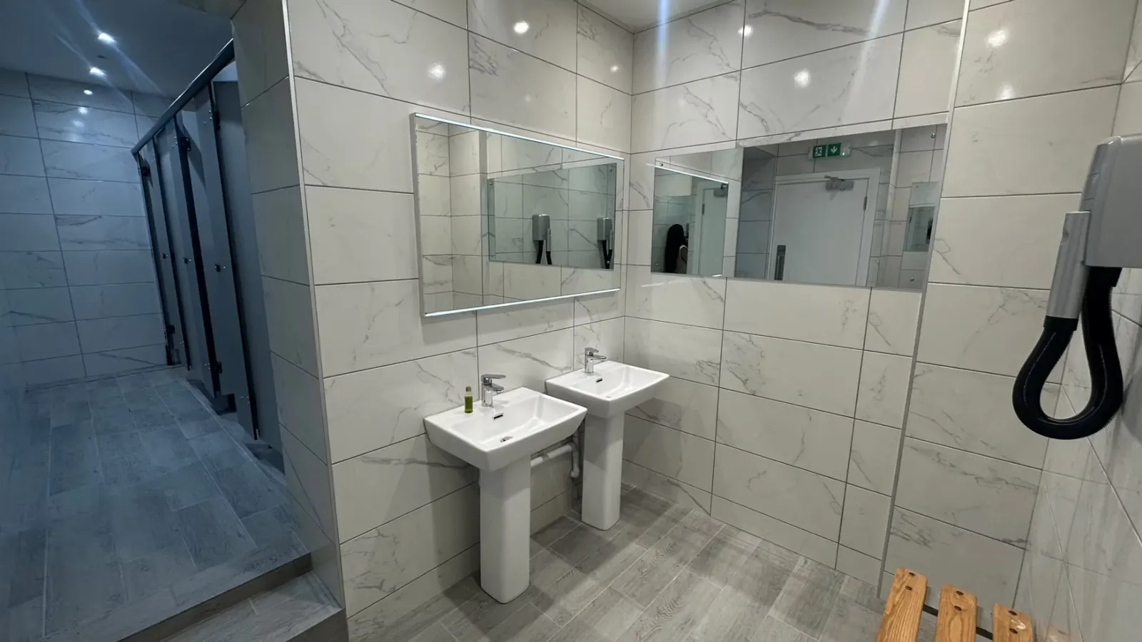 Refurbished marble bathrooms