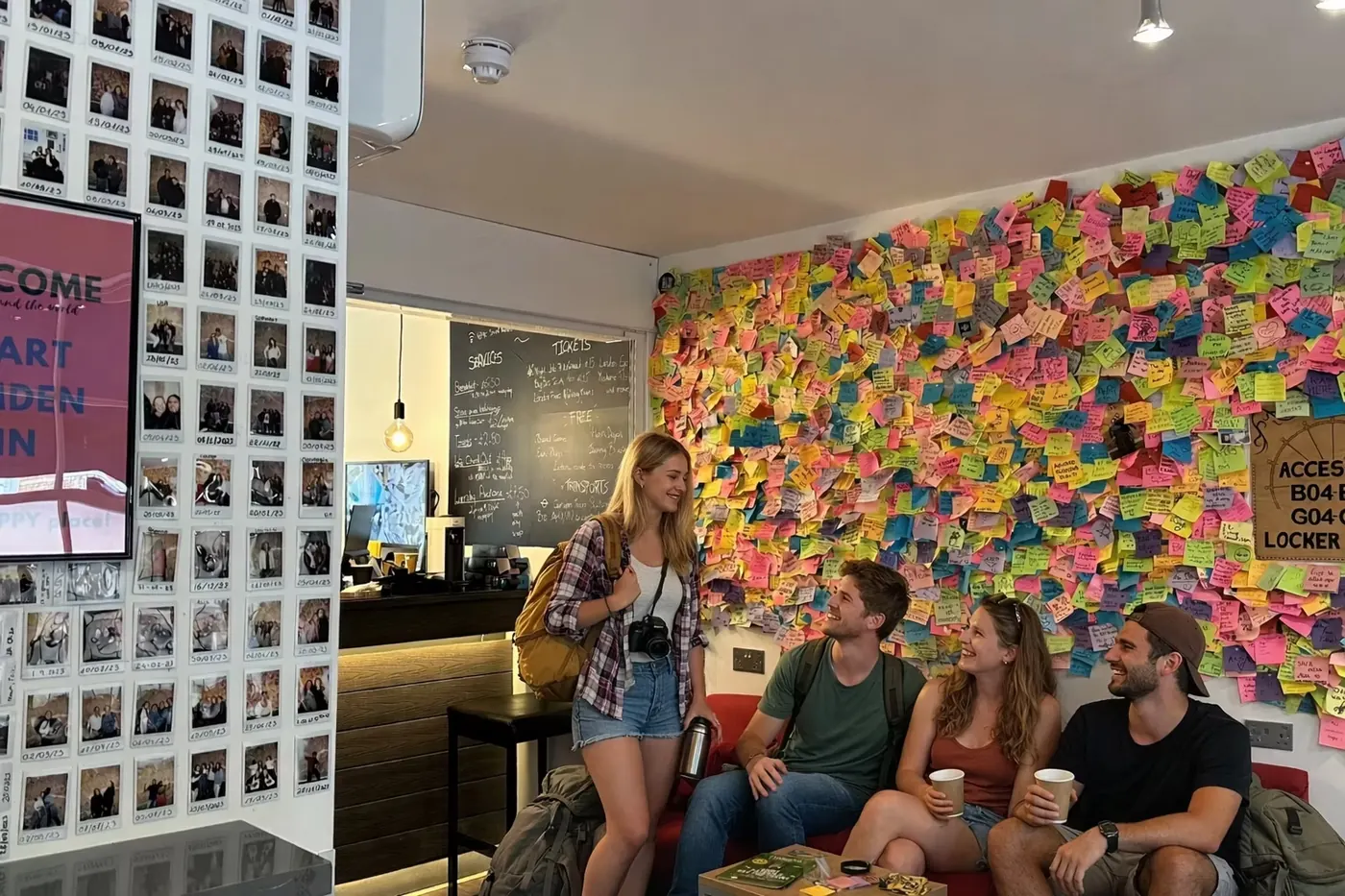 Colourful post-it note wall in the common area