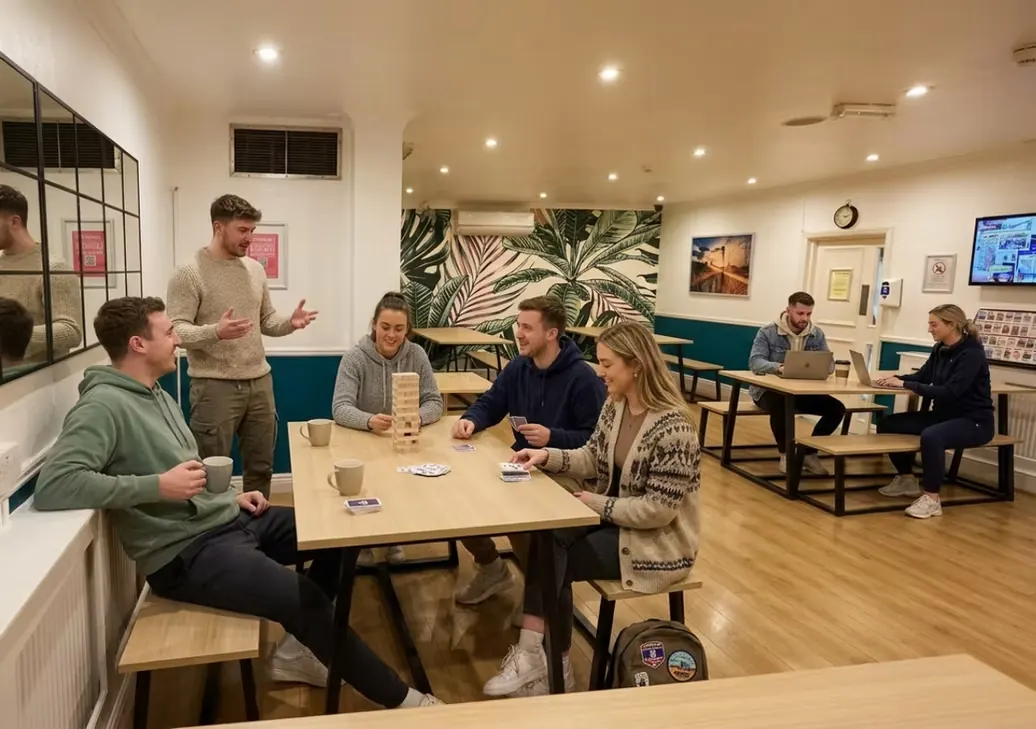 Guests playing games in the common room